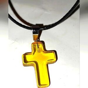 Yellow Cross Pendant Necklace